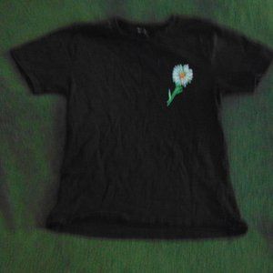 Black Tee with Daisy